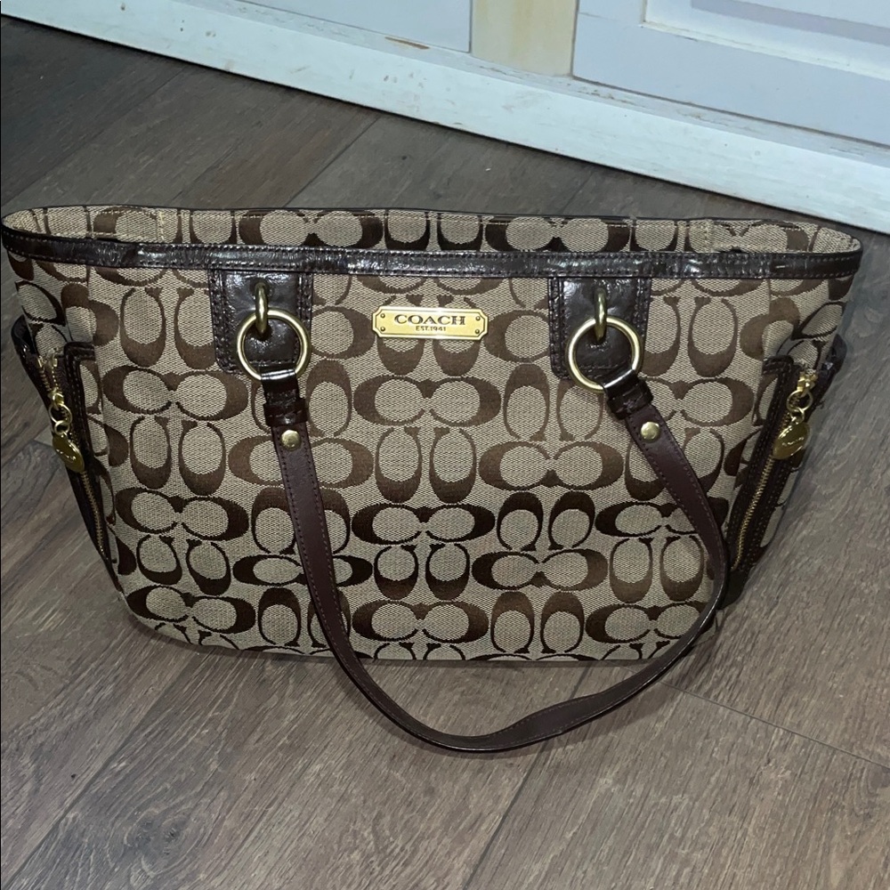 Coach Tan and Brown Signature Tote